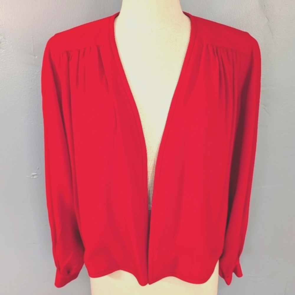 Vintage Valentino Night oversized red cropped swing jacket. Size 6.